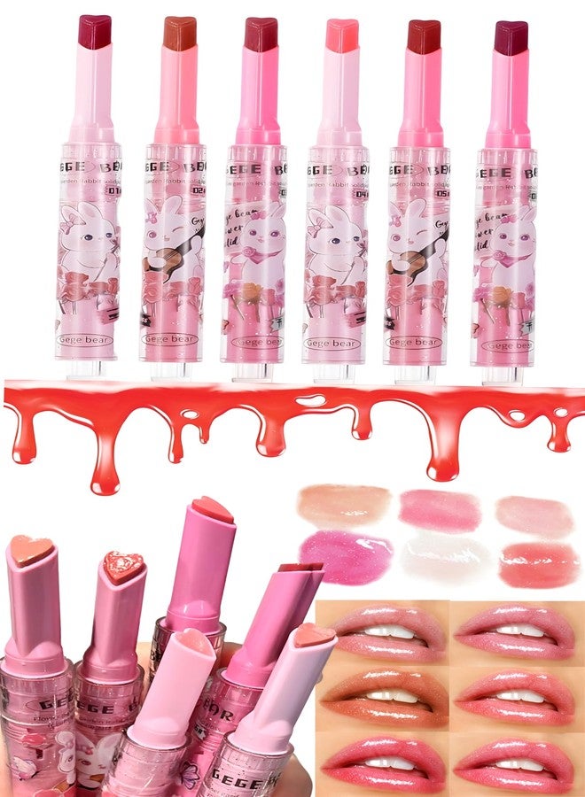 Gege Bear 3-in-1 Lip Gloss Set - Glossy Hydration, Heart-Shaped Design, and Rich Color in Every Click for Pout-Perfect Lips! (Set B - #4,#5,#6, Pack of 3) - Image 1