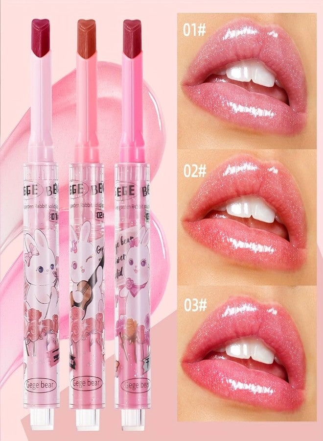 Gege Bear 3-in-1 Lip Gloss Set - Glossy Hydration, Heart-Shaped Design, and Rich Color in Every Click for Pout-Perfect Lips! (Set B - #4,#5,#6, Pack of 3) - Image 2