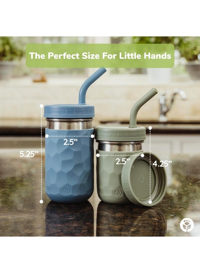 WeeSprout 2In1 Drinking Cups For Kids Stainless Steel Cups For Smoothies Silicone Straws With Straw Stoppers Premium Plastic Twist Lids Easygrip Sleeves Set Of 4 Dishwasher Safe Kid Cups - Image 5