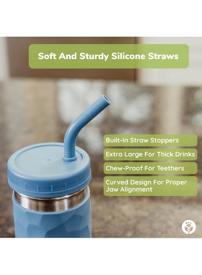 WeeSprout 2In1 Drinking Cups For Kids Stainless Steel Cups For Smoothies Silicone Straws With Straw Stoppers Premium Plastic Twist Lids Easygrip Sleeves Set Of 4 Dishwasher Safe Kid Cups - Image 3