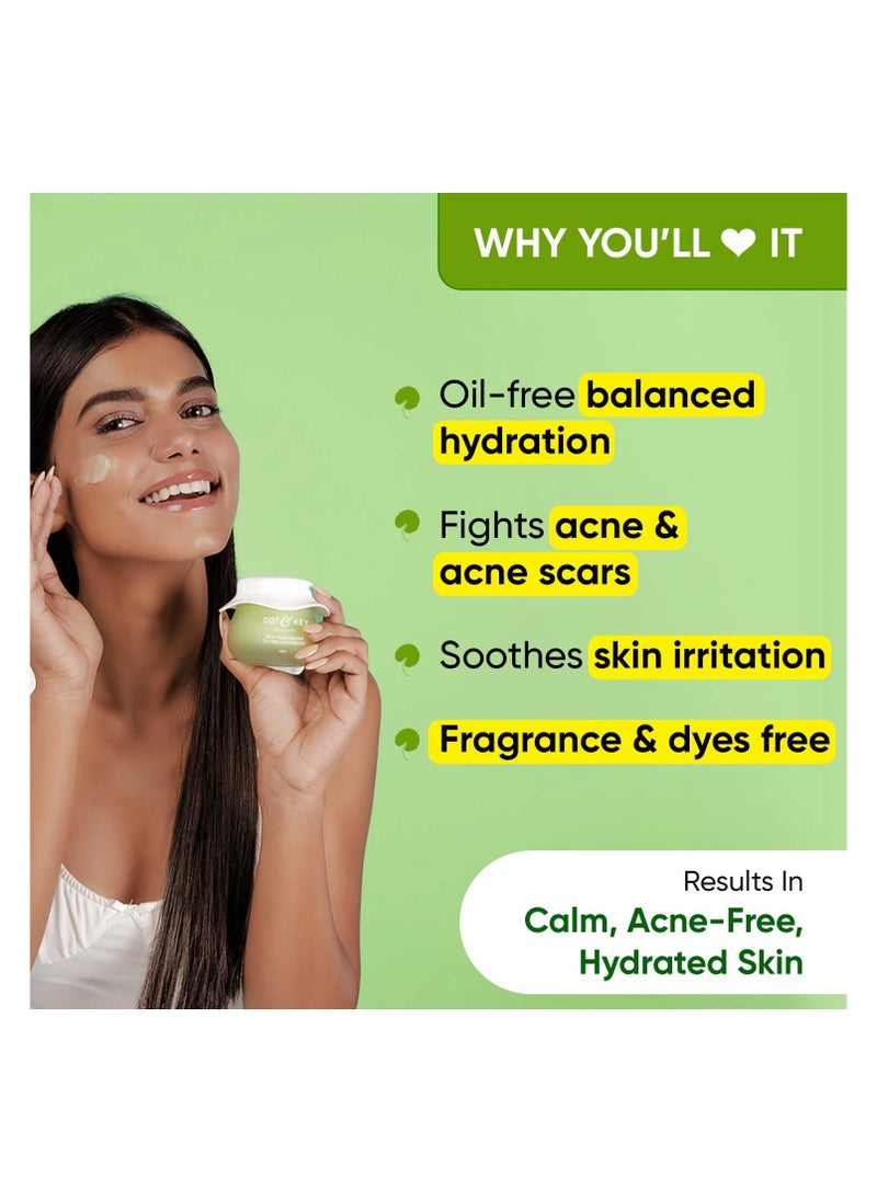 Cica + Niacinamide Oil-Free Face Moisturizer For Calm, Acne Free Hydrated Skin Fades Acne Scars & Dark Spots, Soothes Redness & Irritation | For Oily, Acne Prone & Sensitive Skin | 60Ml