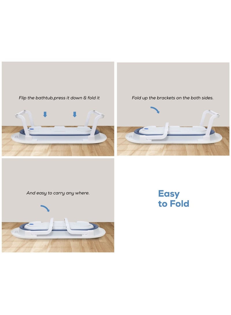 Nurtur Foldable Baby Bathtub with Digital temperature display  Mini swimming pool bather for baby with Non slip design   Blue - Image 3