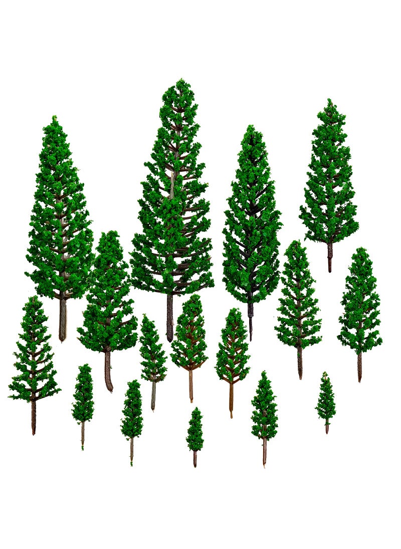 BLLREMIPSUR 16 PCS Model Pine Trees N Scale Buildings Scenery Tree Mixed Size Micro Landscape Tree1463 for Crafts Woodland Scenery Diorama Cake Topper 