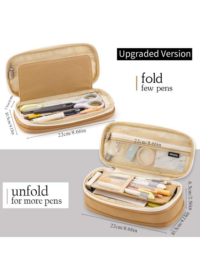 EASTHILL - EASTHILL Canvas Big Capacity Pencil Pen Case Office College School Large Storage High Capacity Bag Pouch Holder Box Organizer (Khakhi),Black - Image 1