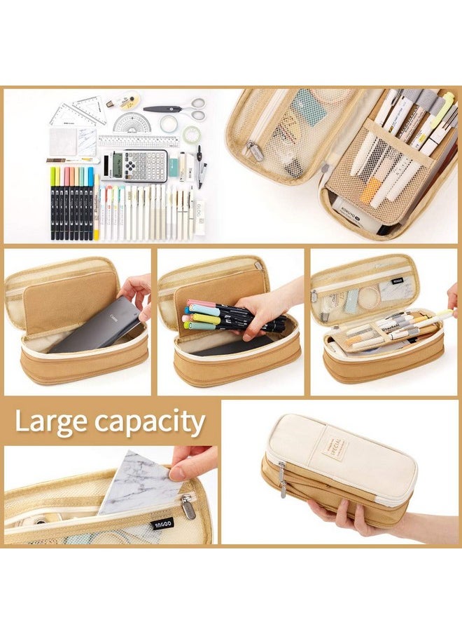 EASTHILL - EASTHILL Canvas Big Capacity Pencil Pen Case Office College School Large Storage High Capacity Bag Pouch Holder Box Organizer (Khakhi),Black - Image 1