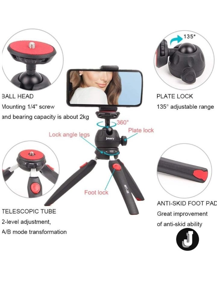 JAJEEK - Table Top Mini Portable Foldable Extendable Tripod Stand for Mobile Phones & DSLR Cameras – Includes Universal Mobile Phone Holder - Image 1