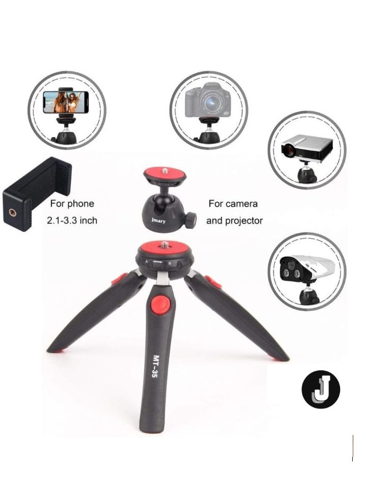 JAJEEK - Table Top Mini Portable Foldable Extendable Tripod Stand for Mobile Phones & DSLR Cameras – Includes Universal Mobile Phone Holder - Image 1