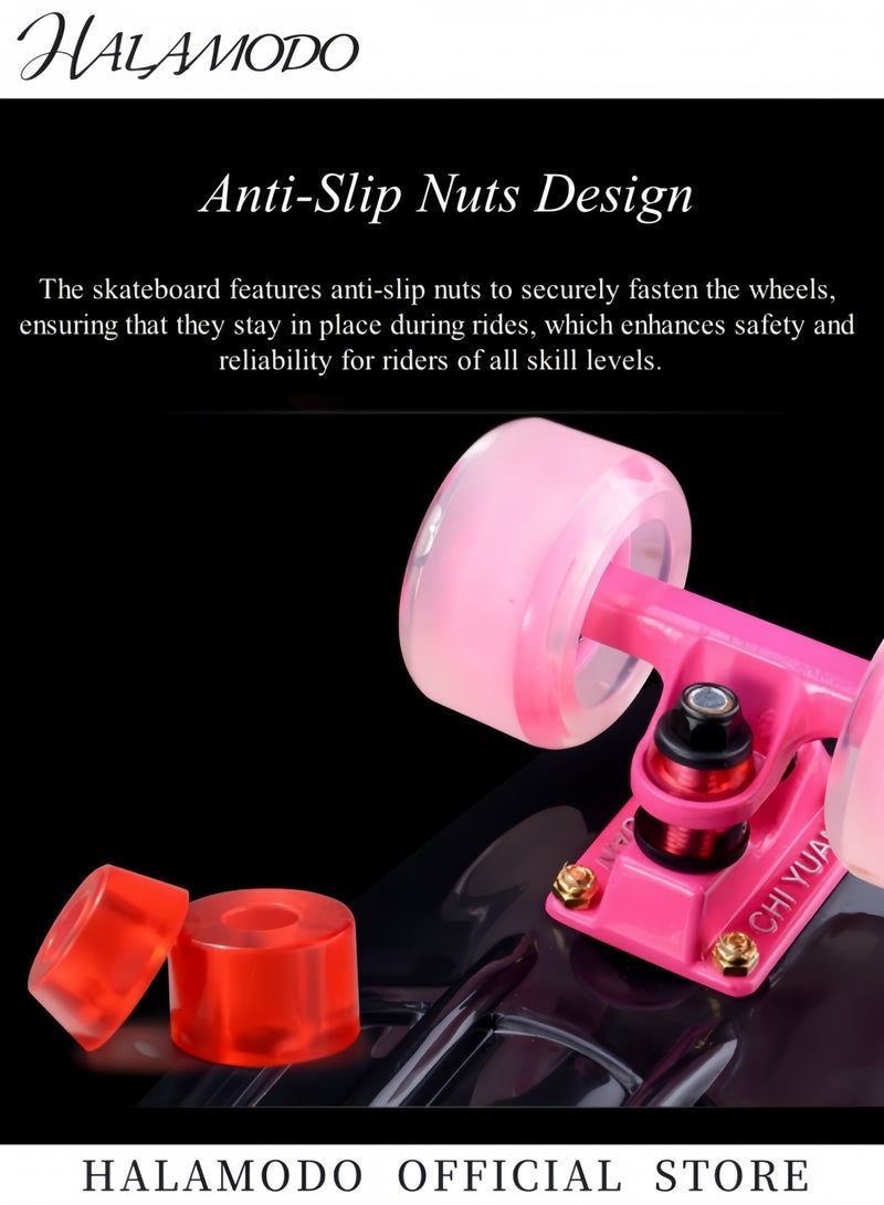Halamodo Skateboards Mini Cruiser Skateboard Retro Style Plastic Board Comes Complete for Kids Boys Youths Beginners Cruising Commuting Rolling Around - Image 5