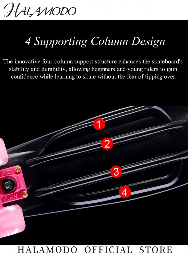 Halamodo Skateboards Mini Cruiser Skateboard Retro Style Plastic Board Comes Complete for Kids Boys Youths Beginners Cruising Commuting Rolling Around - Image 4