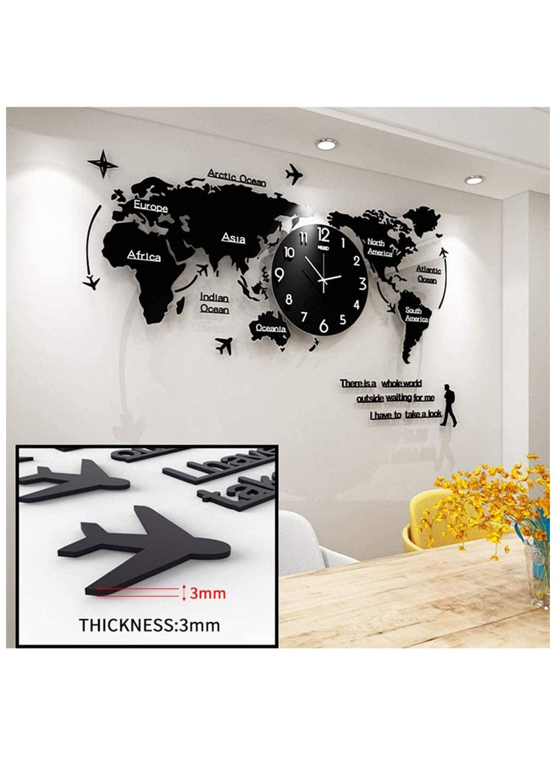 World Map Clocks,Large Wall Clocks Modern Design 3D Digital World Map Glow in Dark Hanging Clock Ultra Quiet Acrylic Watch(Normal,Medium)