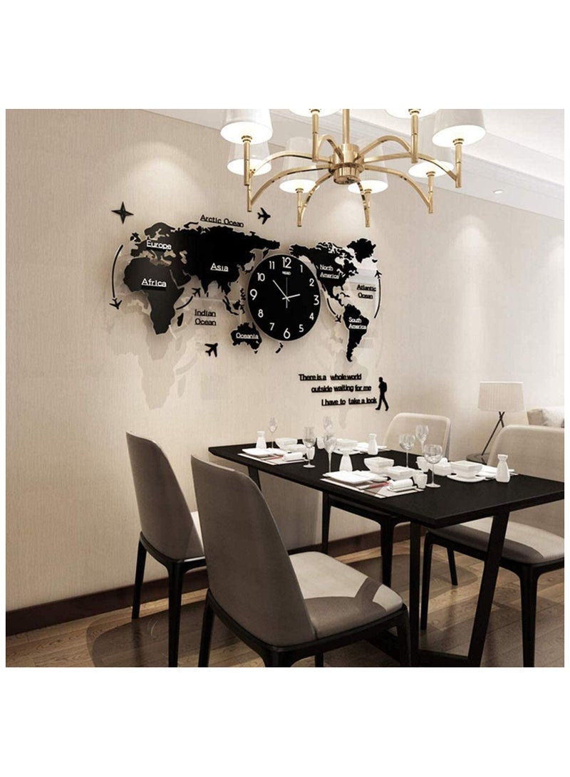 World Map Clocks,Large Wall Clocks Modern Design 3D Digital World Map Glow in Dark Hanging Clock Ultra Quiet Acrylic Watch(Normal,Medium)