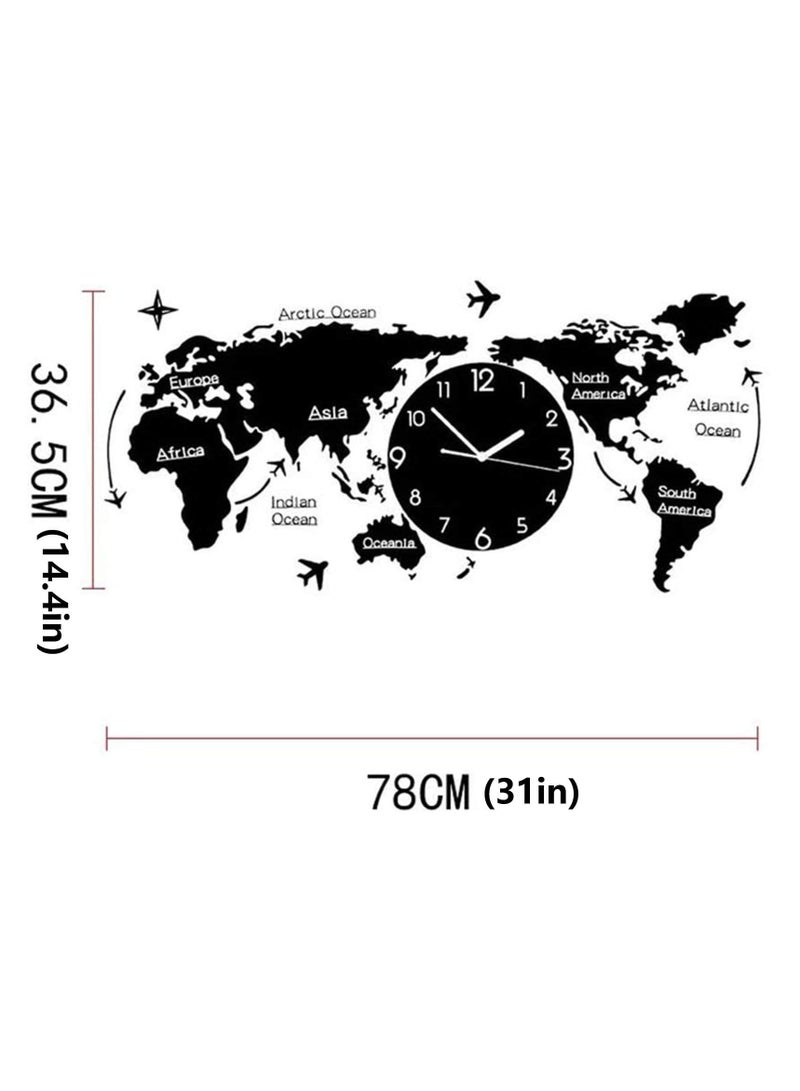 World Map Clocks,Large Wall Clocks Modern Design 3D Digital World Map Glow in Dark Hanging Clock Ultra Quiet Acrylic Watch(Normal,Medium)
