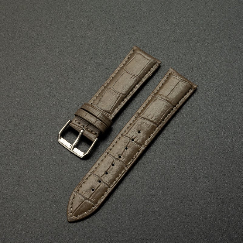 Generic Genuine Leather Watch Strap Bamboo Pattern Unisex Colorful Pin Buckle Grey (without packing single belt) 
