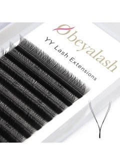 Obeya Y Lashes Extensions 2D Premade Fans Eyelash Extensions Weave Yy Shaped Tips Volume Lash Extensions Quick Easy Application Full Fluffy Volume Look Long Lasting D Curl 0.07Mm 814Mm Mix Tray