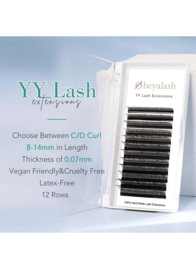 Obeyalash - Obeya Y Lashes Extensions 2D Premade Fans Eyelash Extensions Weave Yy Shaped Tips Volume Lash Extensions Quick Easy Application Full Fluffy Volume Look Long Lasting D Curl 0.07Mm 814Mm Mix Tray - Image 1