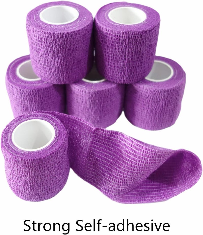 Transun Moo 6 Pack 2 x 5 Yards Self Adhesive Bandage Wrap Breathable Cohesive Vet Wrap for Pets Elastic SelfAdherent Tape for Sports Wrist Ankle Purple - Image 3