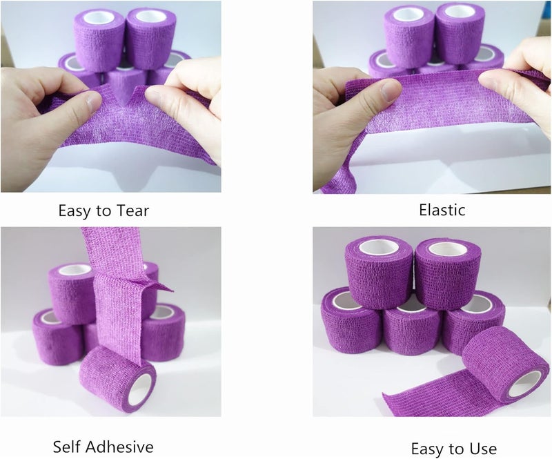 Transun Moo 6 Pack 2 x 5 Yards Self Adhesive Bandage Wrap Breathable Cohesive Vet Wrap for Pets Elastic SelfAdherent Tape for Sports Wrist Ankle Purple - Image 4
