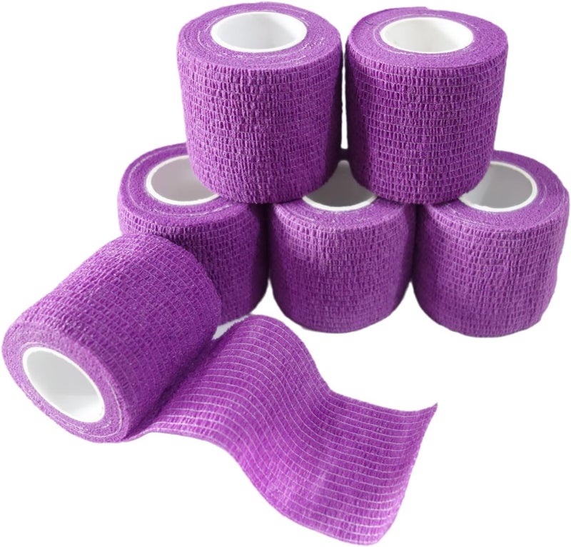 Transun Moo 6 Pack 2 x 5 Yards Self Adhesive Bandage Wrap Breathable Cohesive Vet Wrap for Pets Elastic SelfAdherent Tape for Sports Wrist Ankle Purple - Image 1