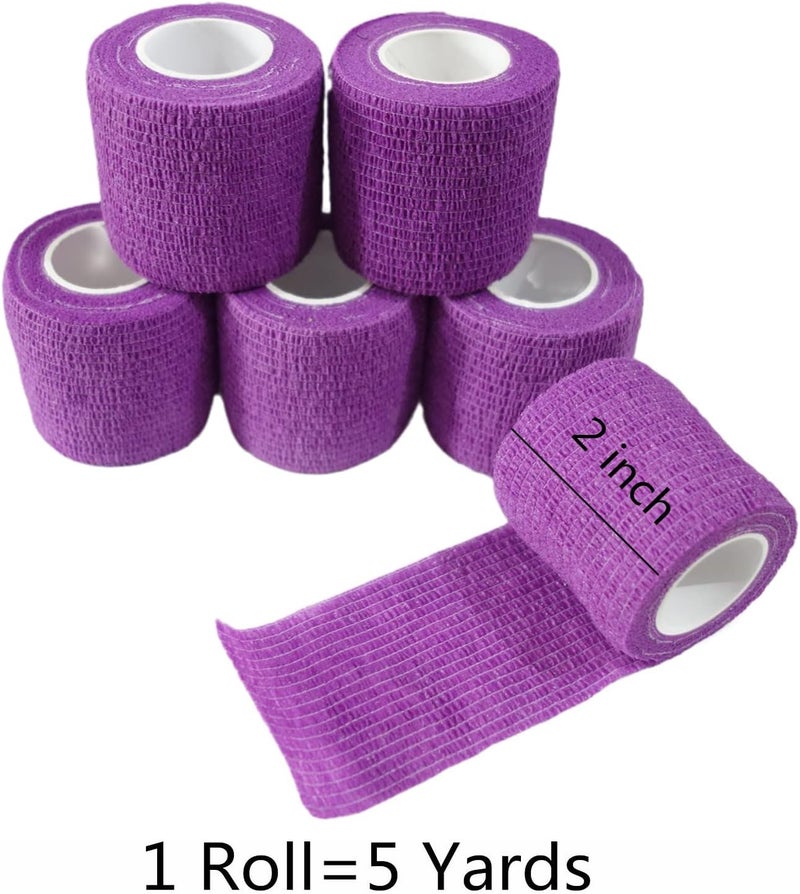 Transun Moo 6 Pack 2 x 5 Yards Self Adhesive Bandage Wrap Breathable Cohesive Vet Wrap for Pets Elastic SelfAdherent Tape for Sports Wrist Ankle Purple - Image 2