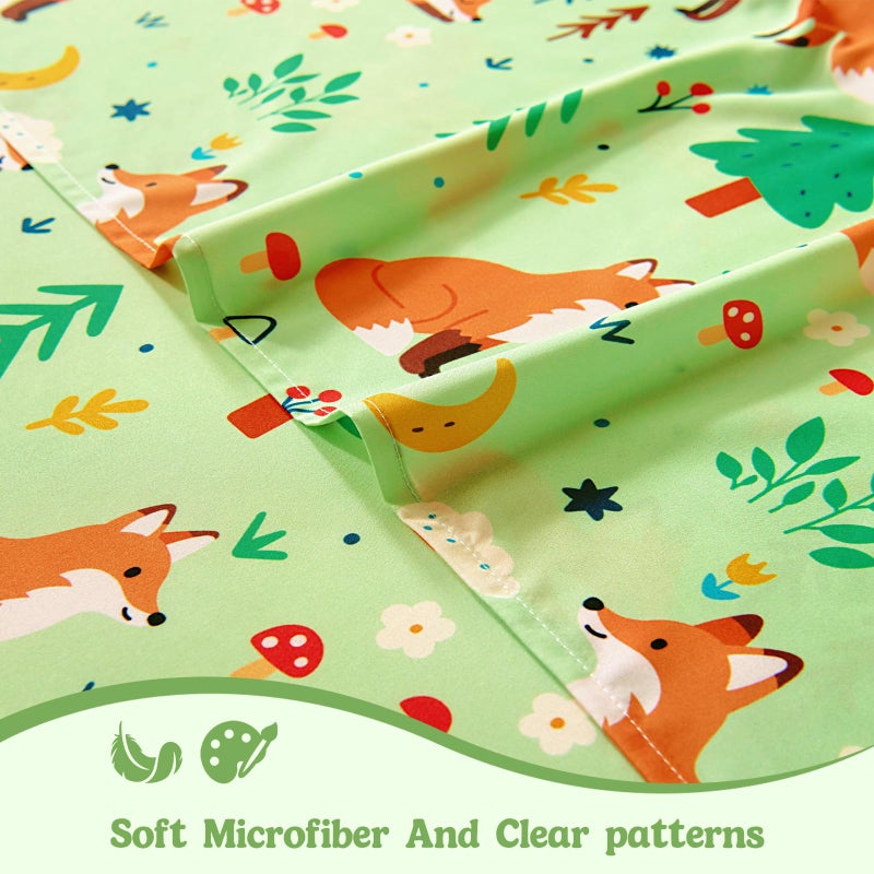 M&Co MCO Twin Sheets Set Kids, Soft Microfiber Bed Sheet Set for Boy Girls, 3 Pieces Breathable Twin Sheets Foxes Green - Image 3