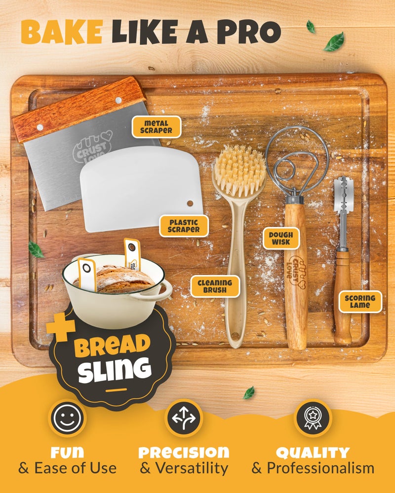 CRUSTLOVE Dutch Oven for Bread Baking - incl. Sourdough Bread-Baking Supplies like Banneton Bread-Proofing Basket - 5QT Enameled Cast Iron Bread-Oven with Lid, Baking Pan, Scoring Tool Lame - Image 5