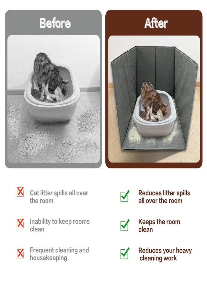 Bhyhok Cat Litter Box Enclosure Splash Guard Large Foldable Removable Mat, Tall for Litter Contained High Side Out Litter Box Keeping Litter Off Floor Easy Clean (26.4 * 21.3 * 16.5 inch) - Image 4