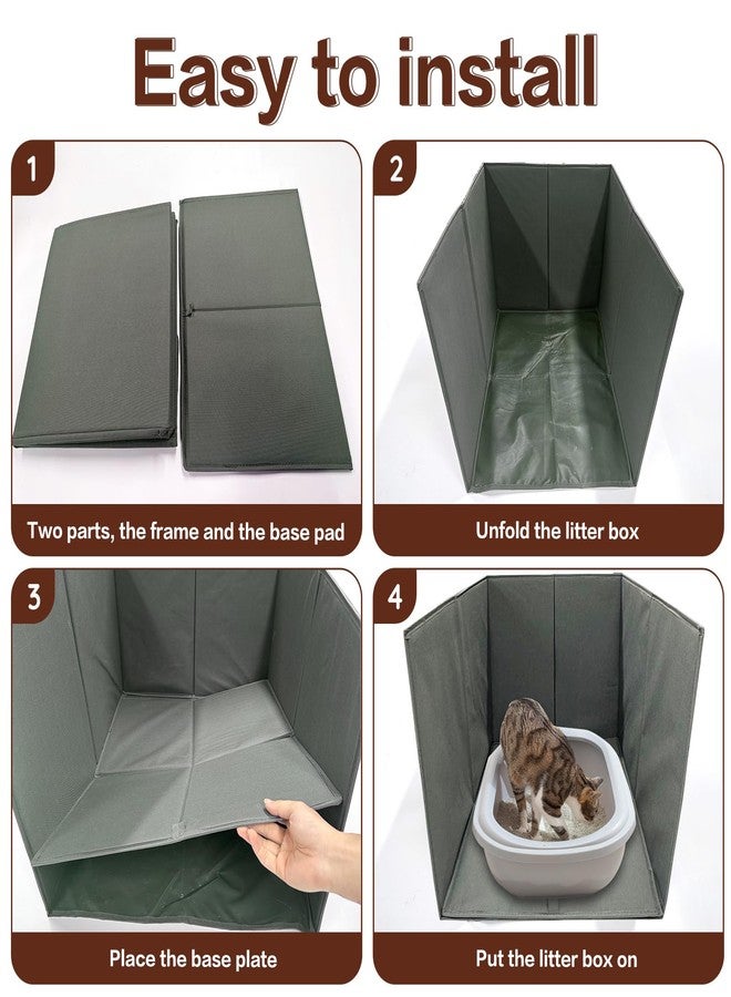 Bhyhok Cat Litter Box Enclosure Splash Guard Large Foldable Removable Mat, Tall for Litter Contained High Side Out Litter Box Keeping Litter Off Floor Easy Clean (26.4 * 21.3 * 16.5 inch) - Image 3