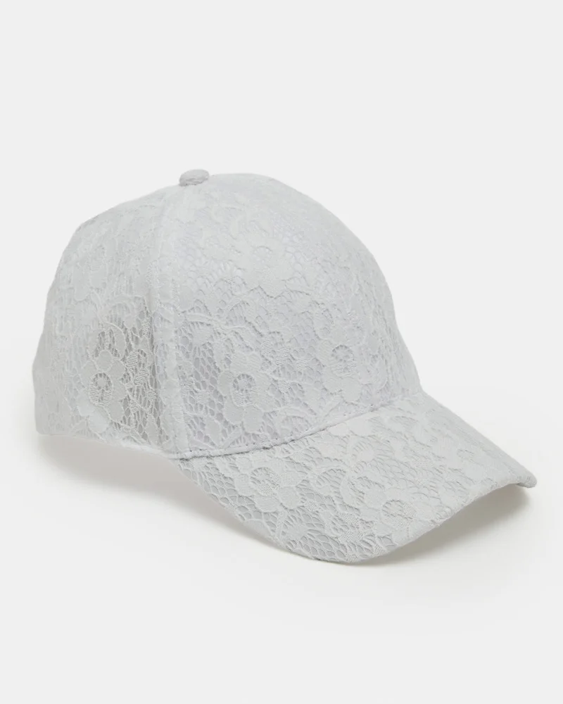 REDTAG Girls White Embellished Floral Cap