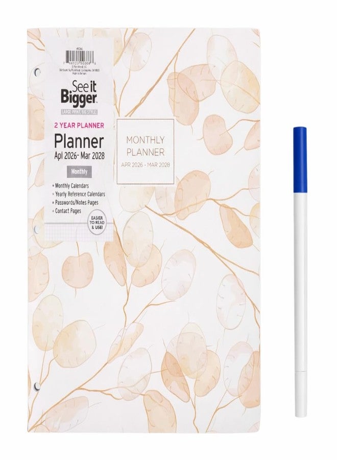 PlanAhead See It Bigger Home/Office 2-Year Medium Monthly Planner, April 2026 - March 2028, 11.5 x 8 Inches and Customizable Twin Pen (Floral) - Image 1