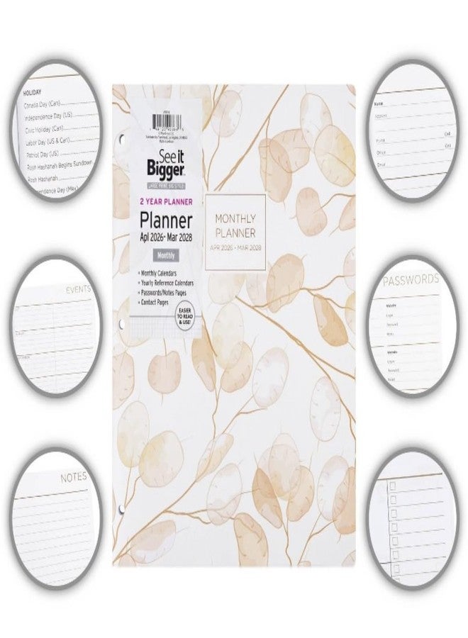 PlanAhead See It Bigger Home/Office 2-Year Medium Monthly Planner, April 2026 - March 2028, 11.5 x 8 Inches and Customizable Twin Pen (Floral) - Image 5