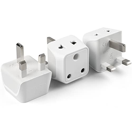 Ceptics UK Adapter for Indian Pins, Type G Plug Adapter with Dual Inputs, India to UAE Adapter, Ireland Plug - 2 in 1 UK Adapter for Laptops, Phones, Chargers - CE - RoHS, 3 Pack - Image 1