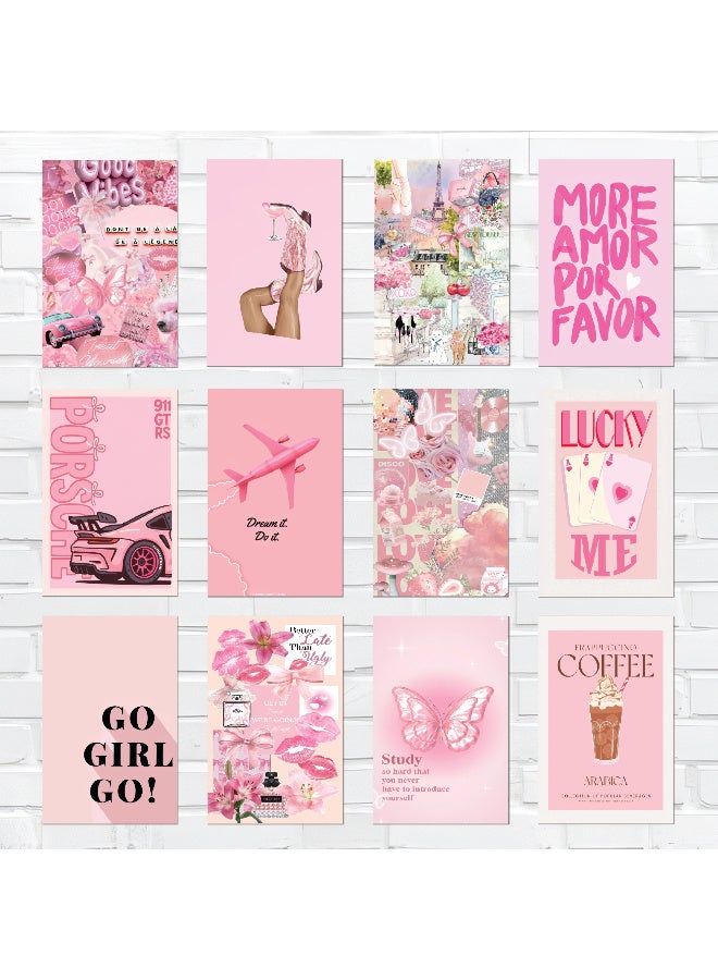 Blush Pink Wall Art Set of 12 – Thick 300gsm Glossy Posters with Double-Face Adhesive, Durable and Easy to Mount, Perfect for Adding a Soft Feminine Touch to Any Girl’s Space or Desk Area - Image 2