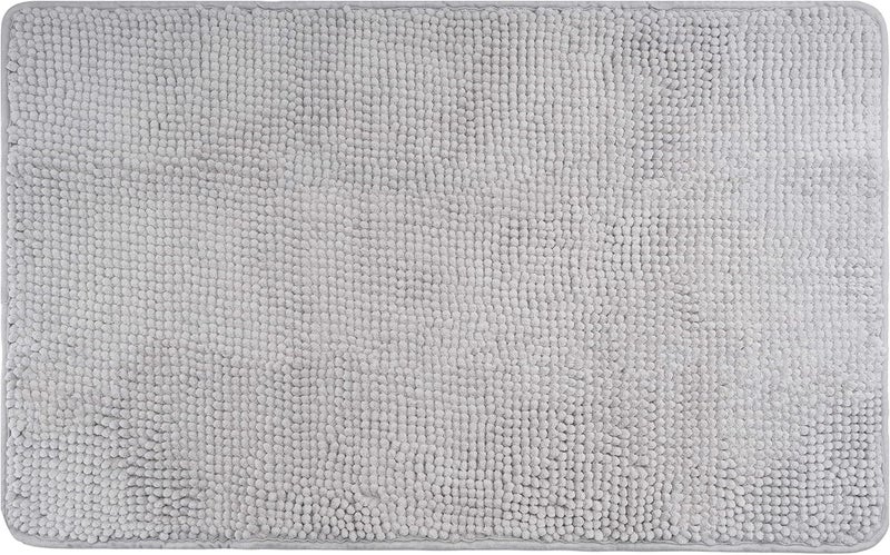 FLUFFY Bath Mat made of Chenille with Non-Slip Bottom (50 x 80 cm, Grey) - Image 1