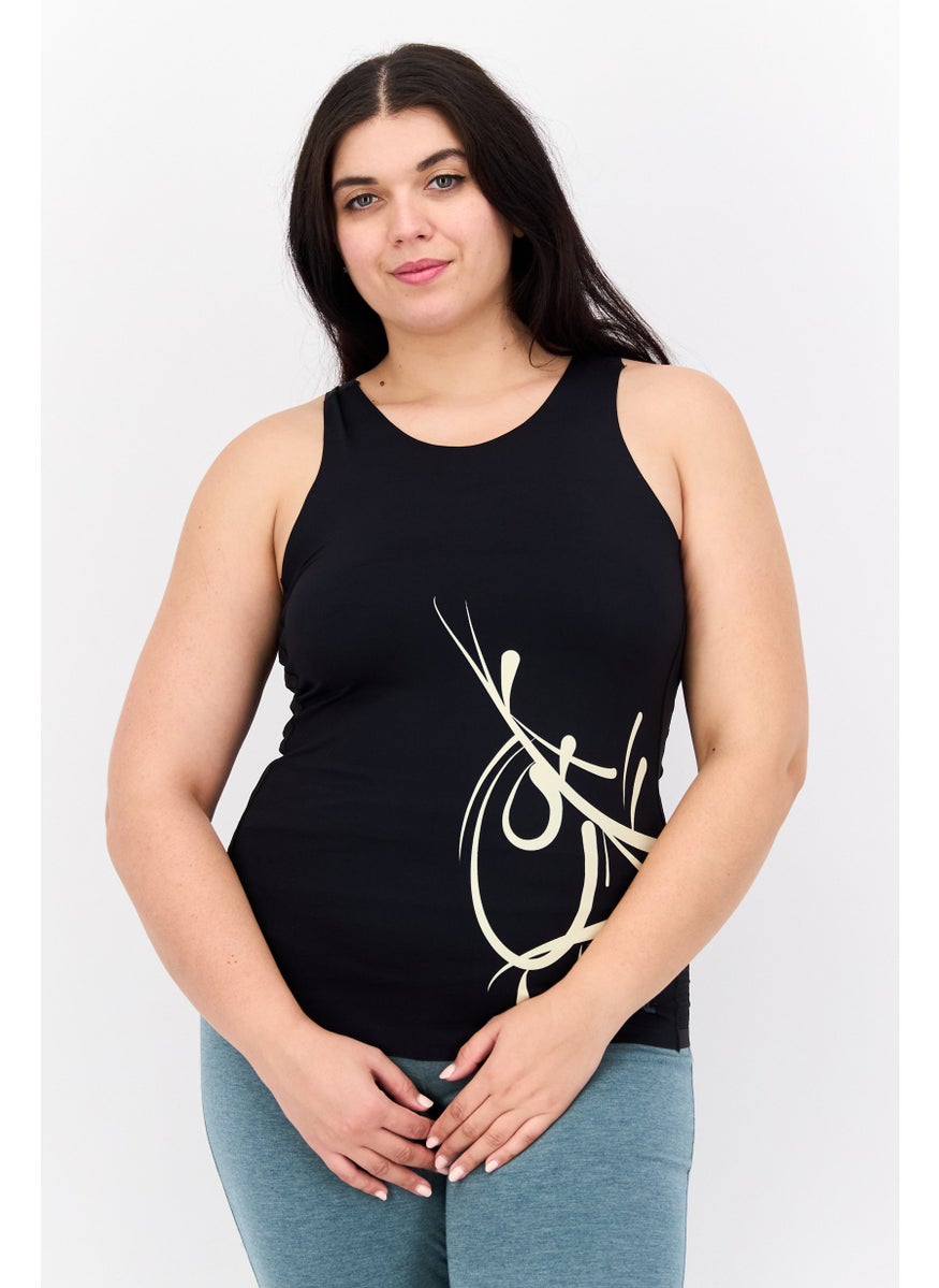 TRIUMPH Women Round Neck Sleeveless Graphic Print Top, Black  - Image 1