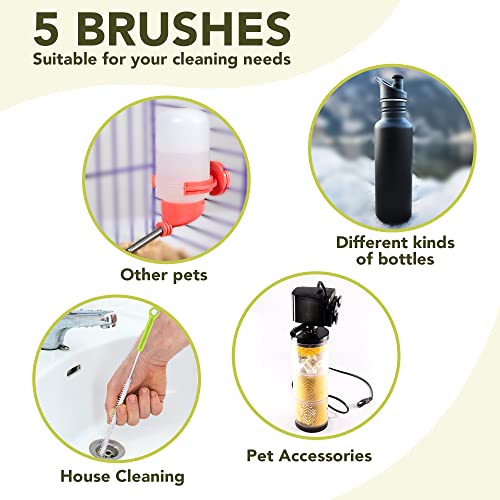 Vila 5-Pack Reusable Straw Pipe Cleaner Brush Set, Long Pipe Brush Cleaner Tool Kit, Nylon Cleaning Brush for Water Bottle, Teapot, Narrow Neck Glass Containers, Baby Bottle, Jug, Hookah, Hydro Flask - Image 3