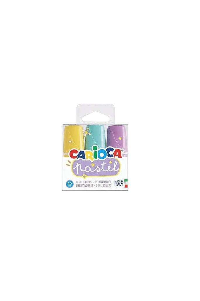 carioca أقلام تمييز باستيل صغيرة في علبة شفافة 3 قطع - Image 1