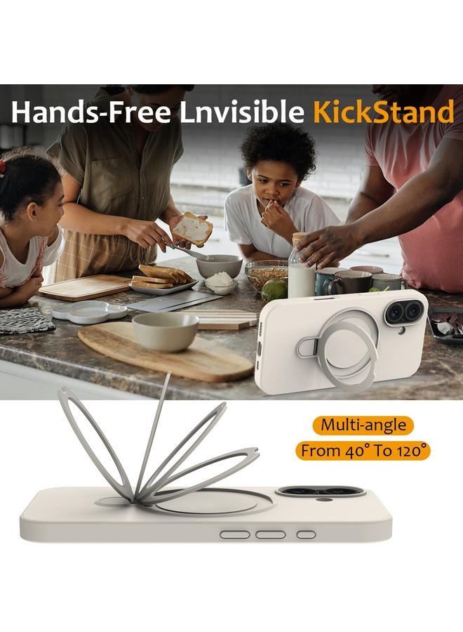 S-TOP Case For iPhone 16 Plus Liquid Silicone MagSafe Magnetic Phone Case with Ring Holder - Image 5