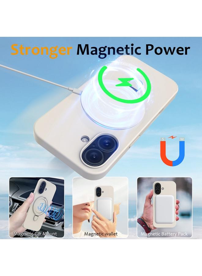 S-TOP Case For iPhone 16 Plus Liquid Silicone MagSafe Magnetic Phone Case with Ring Holder - Image 3