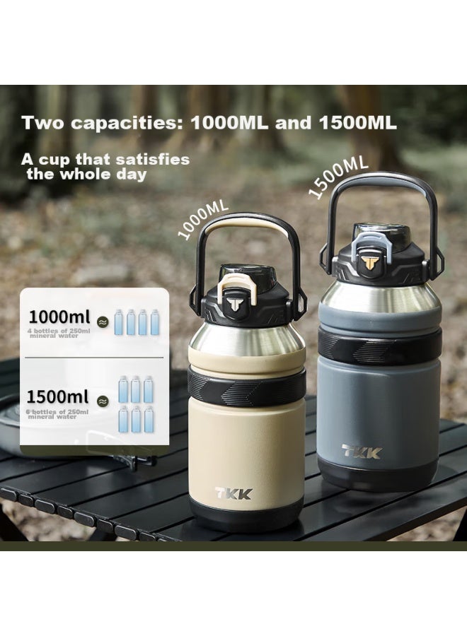 Tkk Insulated Mug Large Capacity Water Bottle For Men Women Students 316 Stainless Steel Thermos Flask Children Wide Body Water Cup - Image 1