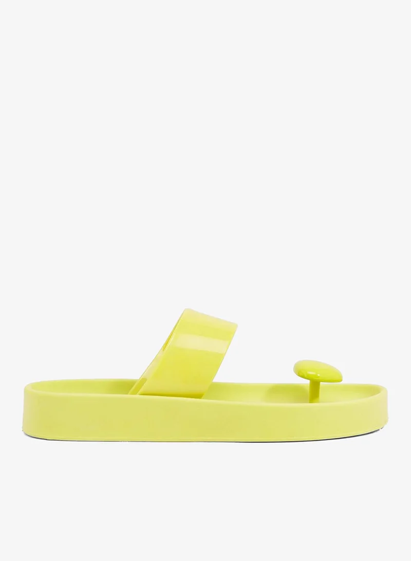 Voices Lime-Lime-Lime Smooth Stone Women'S Anti Slip Sole  Single Strap Sandals - Yellow for Women | Best Price UAE