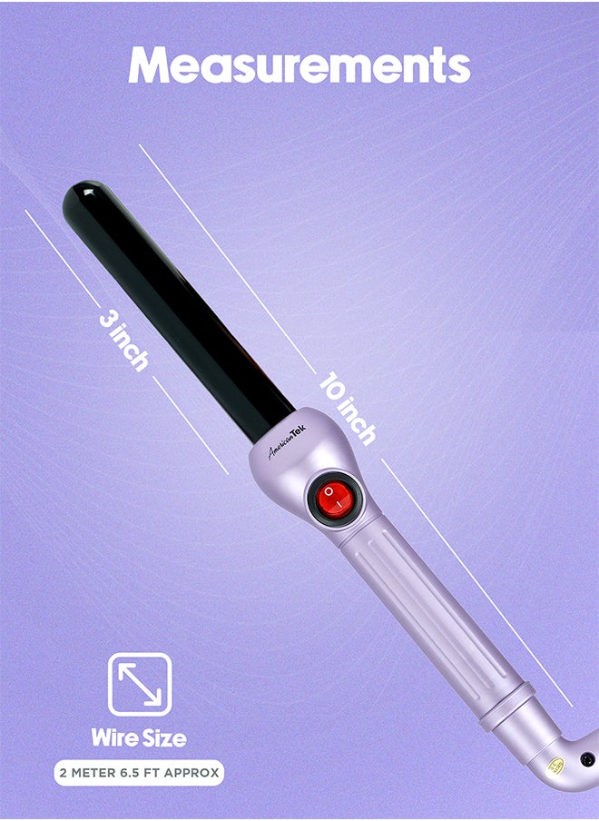 American Tek Ceramic Hair Curler 25 MM- Lavender -Fast Heatup - Premium Salon Quality - Long Lasting & Well defined Curls  - Image 5