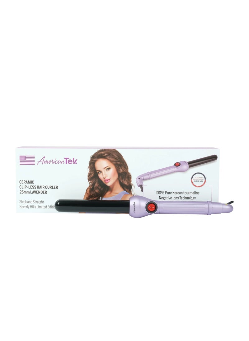 American Tek Ceramic Hair Curler 25 MM- Lavender -Fast Heatup - Premium Salon Quality - Long Lasting & Well defined Curls  - Image 1