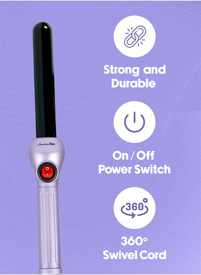 American Tek Ceramic Hair Curler 25 MM- Lavender -Fast Heatup - Premium Salon Quality - Long Lasting & Well defined Curls  - Image 3