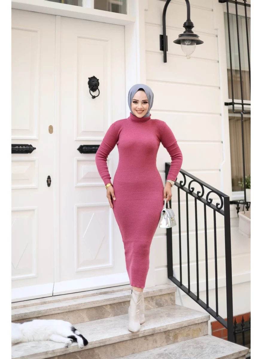 Sfg Life Moda SFG Life Fashion Women's Hijab Clothing Turtleneck and Slim Model Knitted Pencil Dress