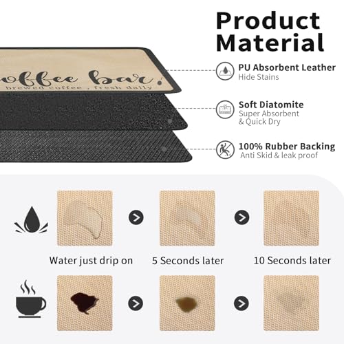 HotLive Coffee Mat - Absorbent Hide Stain Rubber Backed Dish Drying Mat for Kitchen Counter - Bar Mats for Countertops Accessories Fit Under Coffee Maker Espresso Machine - Image 2