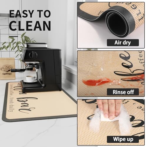 HotLive Coffee Mat - Absorbent Hide Stain Rubber Backed Dish Drying Mat for Kitchen Counter - Bar Mats for Countertops Accessories Fit Under Coffee Maker Espresso Machine - Image 4