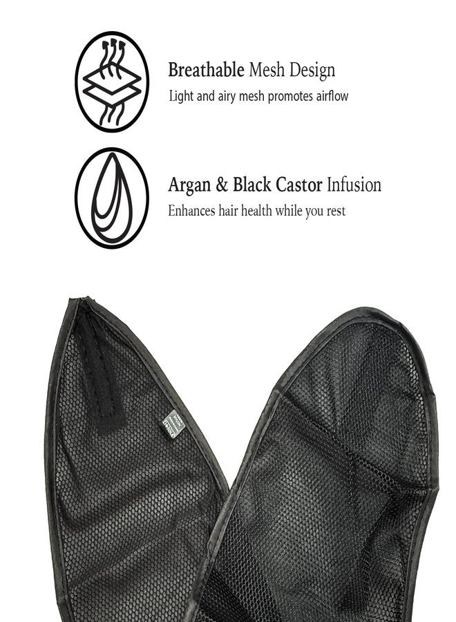 DONNA Argan & Black Castor Oil Satin Lined Mesh Wrap | Breathable Hair Wrap Headband for Women’s Hair Protection, BLACK COLOR 1PC - Image 5