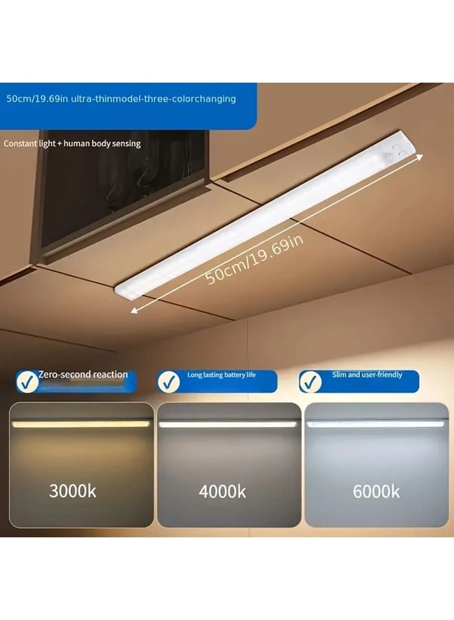 40cm LED Motion Sensor Light Wireless Magnetic USB Rechargeable Adjustable Color Soft Brightness Indoor Wardrobe Kitchen Cabinet Staircase Night Light - Image 5