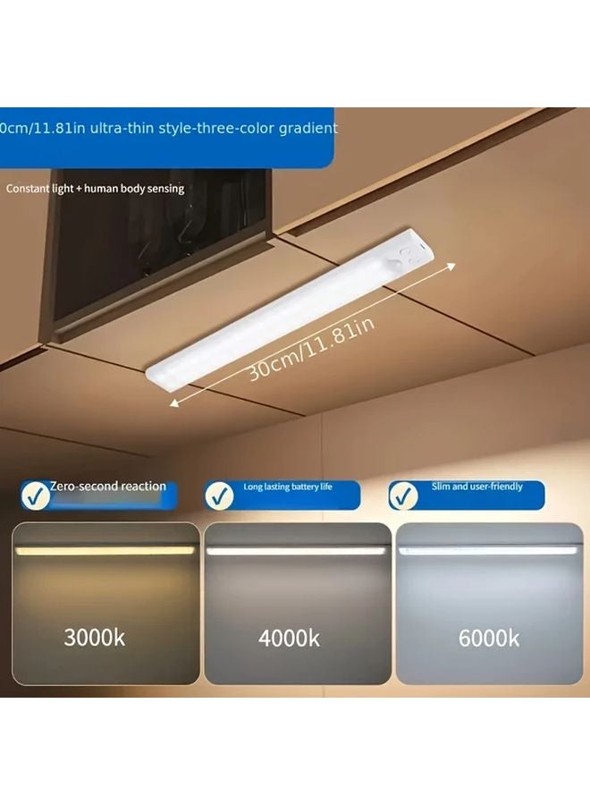 40cm LED Motion Sensor Light Wireless Magnetic USB Rechargeable Adjustable Color Soft Brightness Indoor Wardrobe Kitchen Cabinet Staircase Night Light - Image 4