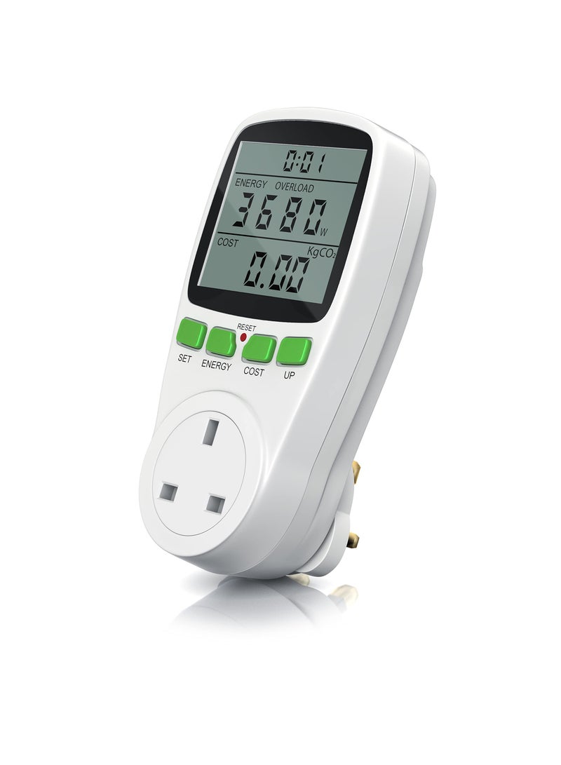 KASTWAVE Power Meter Energy Monitor UK Plug, Watt Meter Power Consumption Analyzer with LCD Display, Energy Monitor, Overload Protection Voltage Amps KWH Analyzer for Home Appliances - Image 1